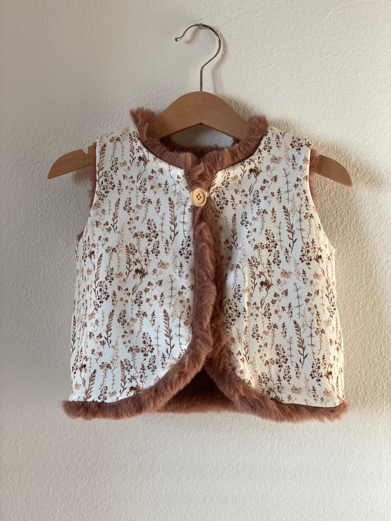 Gilet réversible sans manches en fausse fourrure