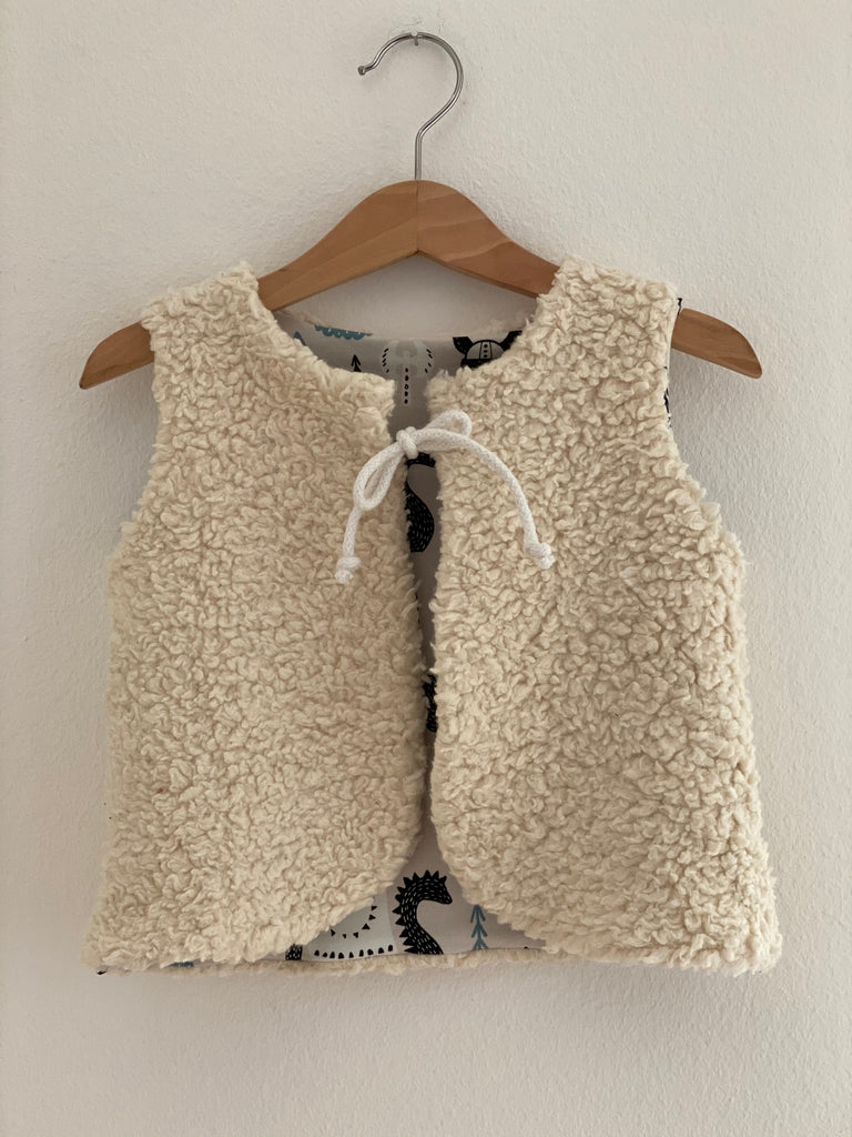 Gilet réversible sans manches en jersey et teddy 